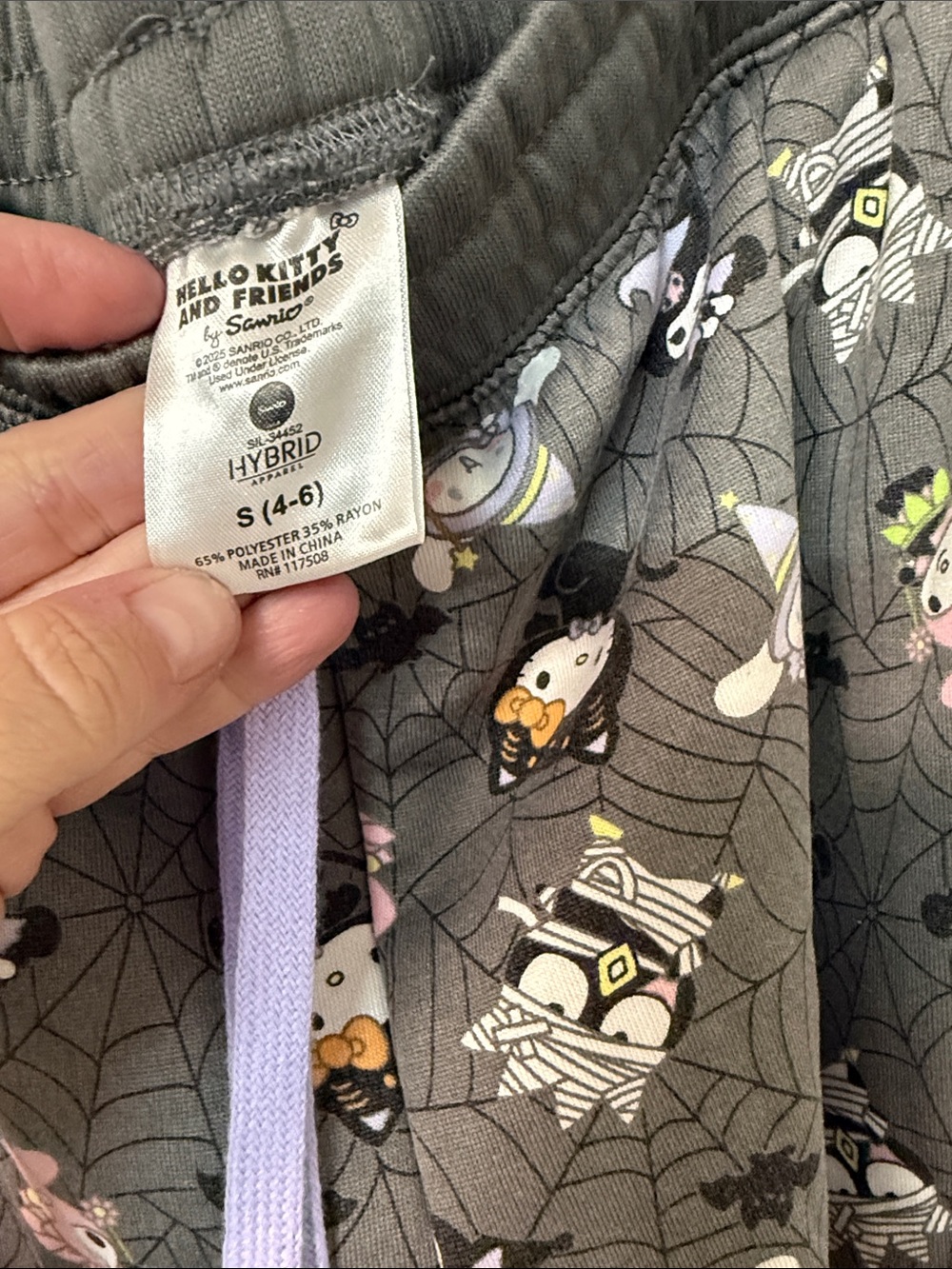 Sanrio Gray Black Pink Purple Character Lounge Pajama Pants - Picture 4 of 4